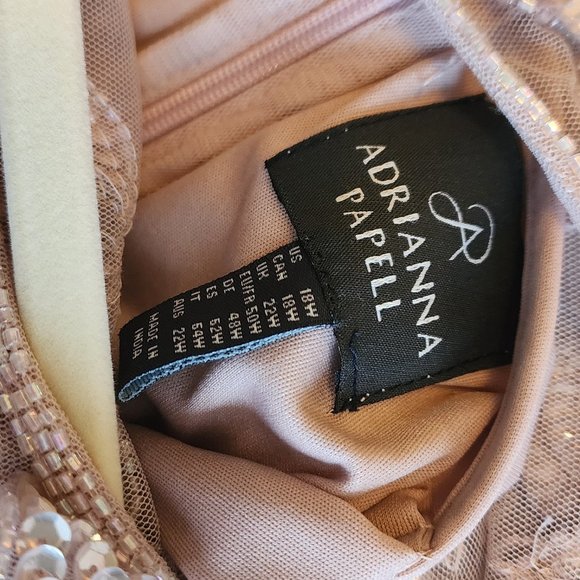 Plus size HAND BEADED SHORT SLEEVE FLORAL GODET GOWN IN BLUSH PINK - Picture 4 of 4